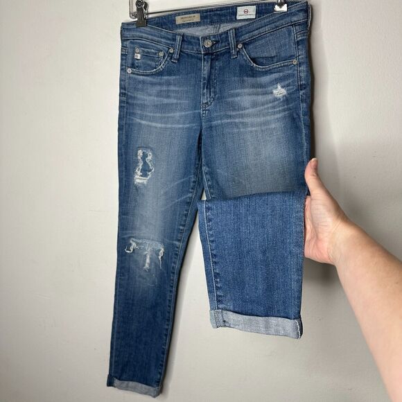 Ag Adriano Goldschmeid Distressed Med Wash The Stilt Cigarette Roll Up Jeans 27 - Picture 5 of 15